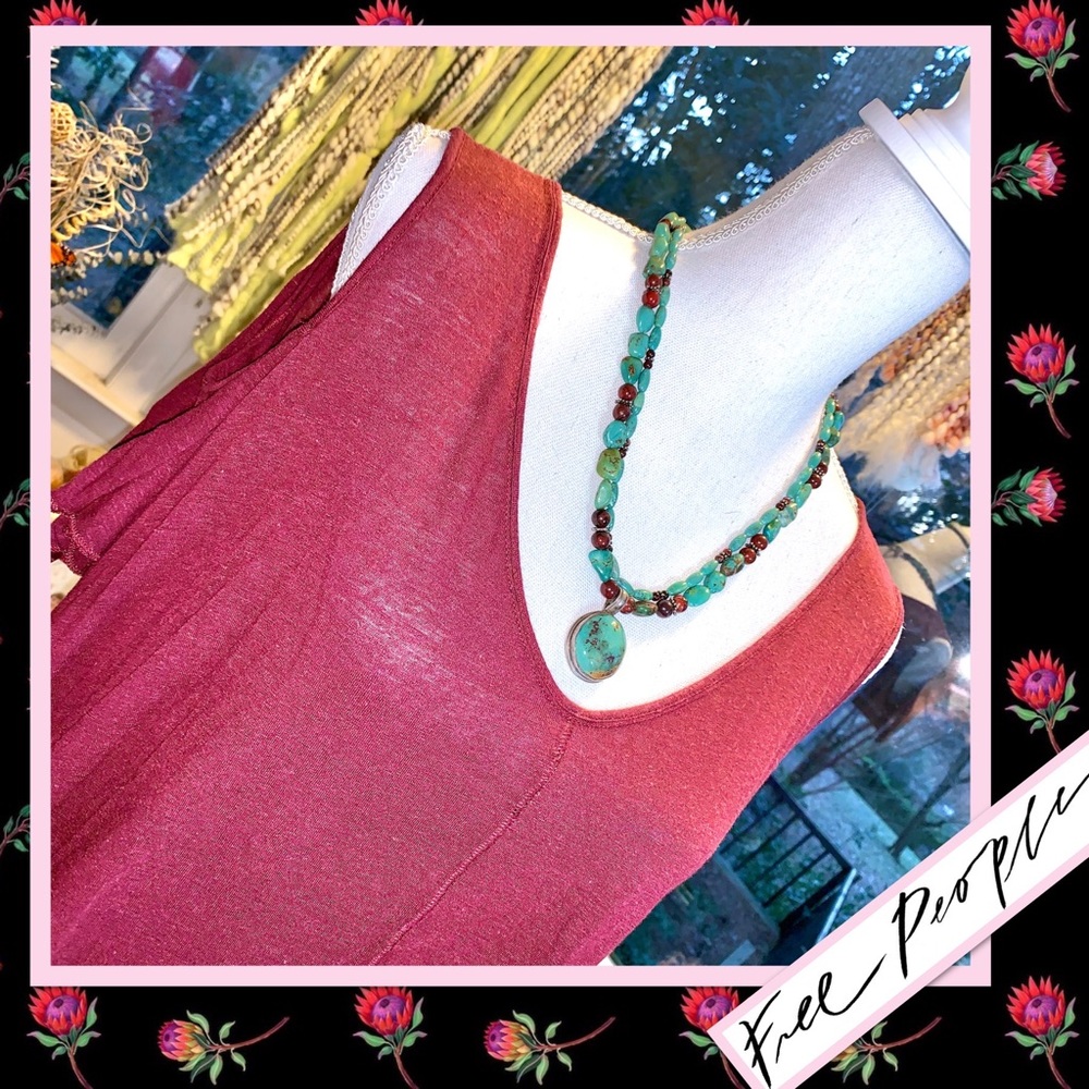 Free People Bittersweet Tee with Shoulder Cutouts EUC in Wine / Burgundy - Picture 11 of 12